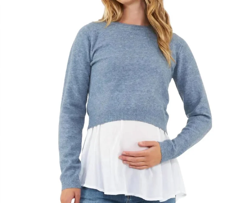 Sandy Detachable Nursing Knit Top In Denim Marle