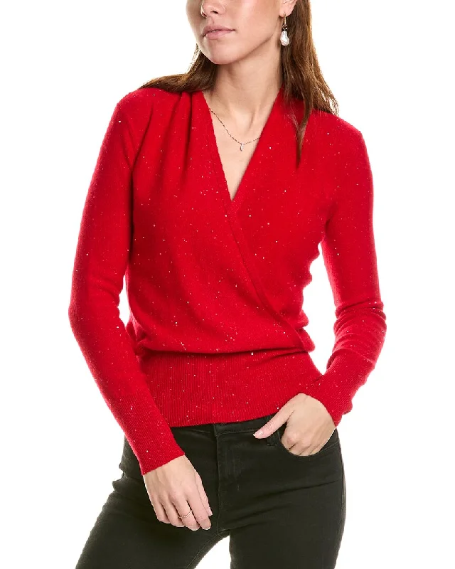 sofiacashmere Faux Wrap Cashmere-Blend Sweater