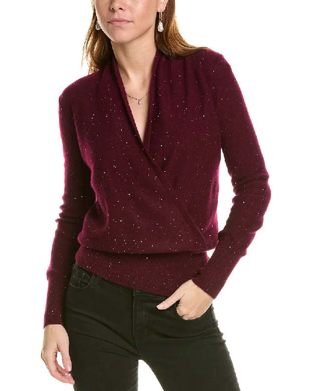 sofiacashmere Faux Wrap Cashmere-Blend Sweater