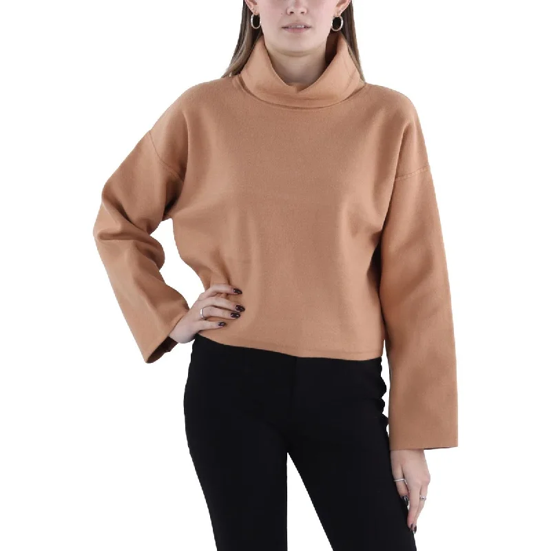 Womens Turtleneck Long Sleeve Crop Sweater