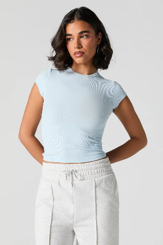 Ribbed High Neck T-Shirt