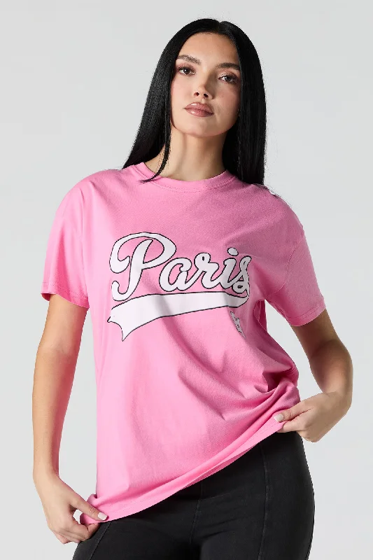 Paris Twill Embroidered Boyfriend T-Shirt