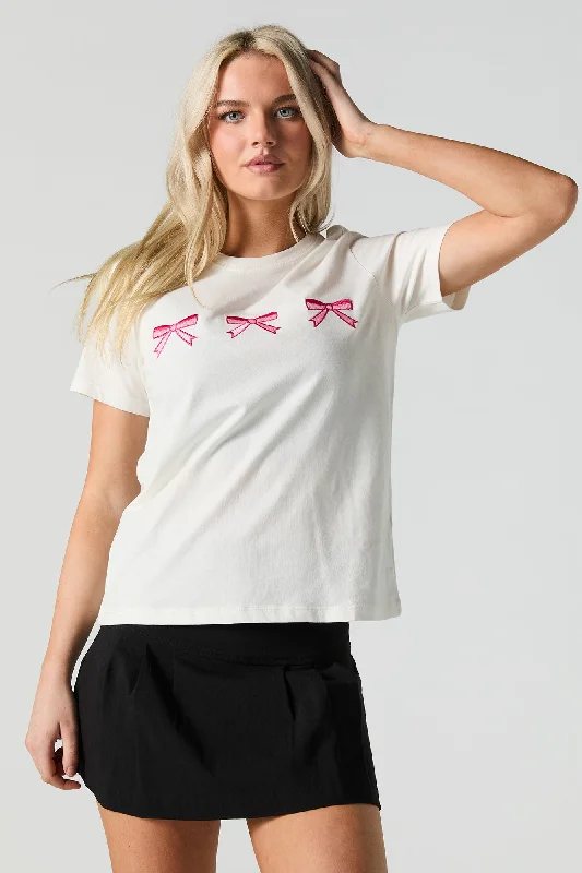 Bow Embroidered Graphic T-Shirt