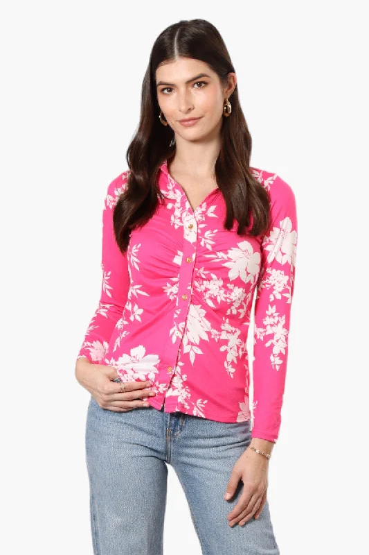 Majora Floral Long Sleeve Button Up Shirt - Pink