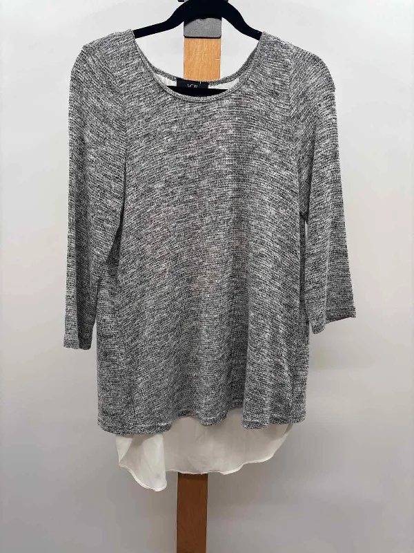 AGB Women's Size M Gray Heathered Long Sleeve Shirt