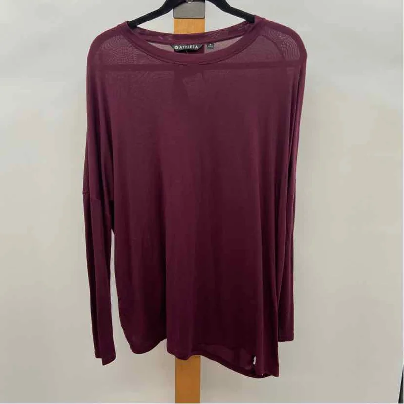 Athleta Women's Size S burgundy Solid Long Sleeve Shirt