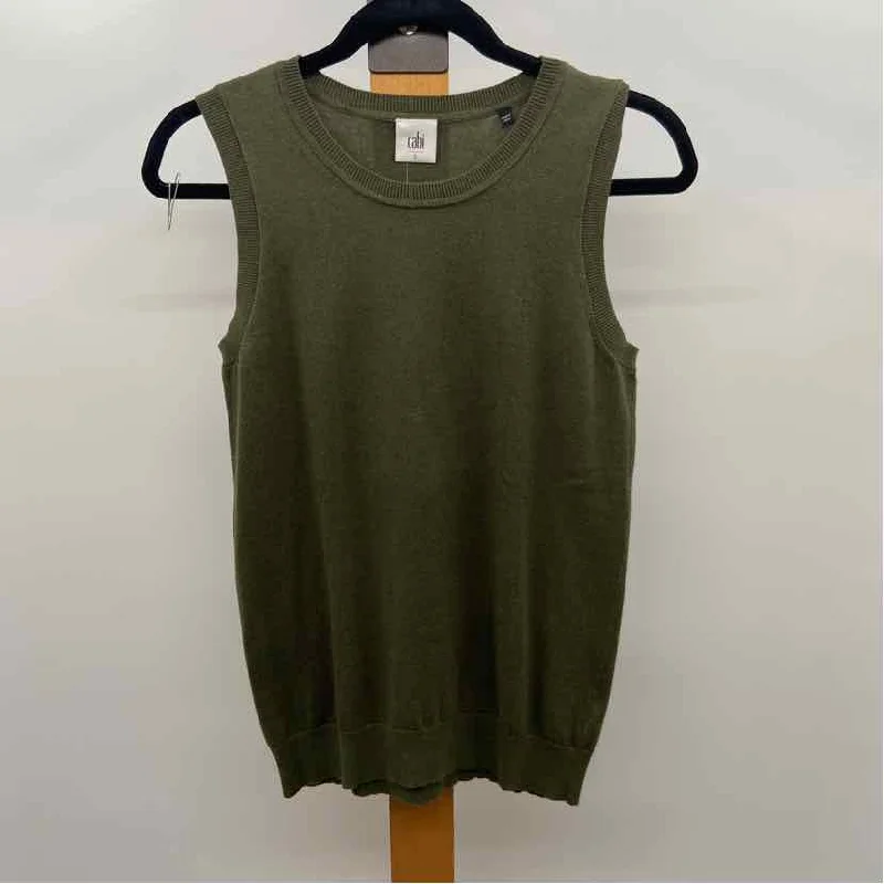 CABI Women's Size S Green Solid Sleeveless Shirt