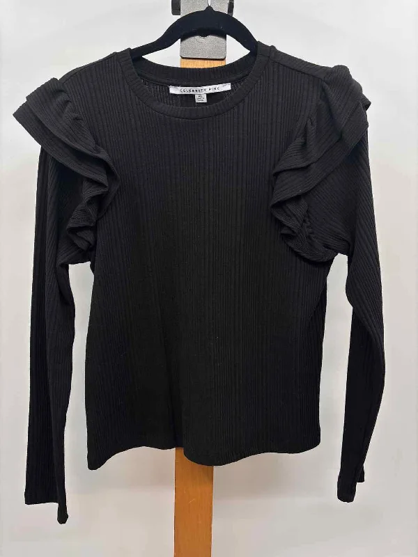 Celebrity Pink Women's Size XL Black Ribbed Long Sleeve Shirt