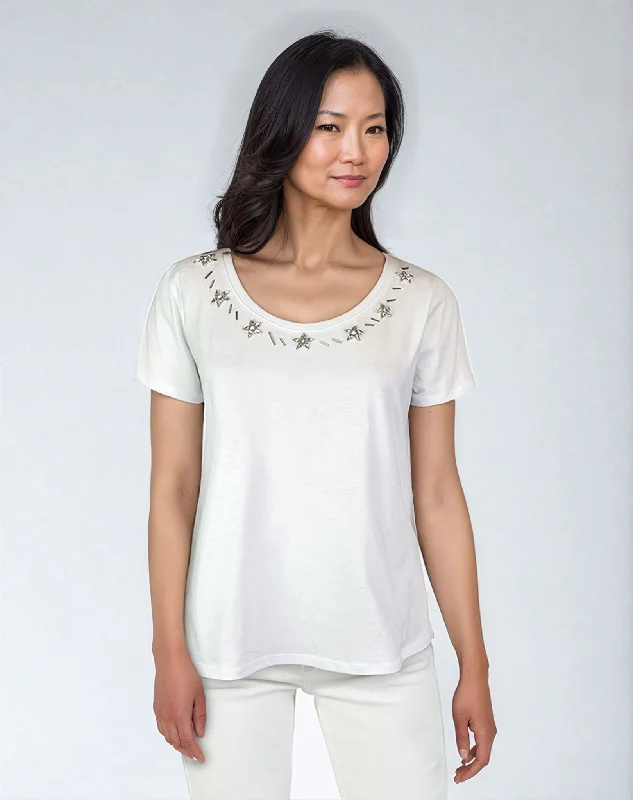 Swing Tee Shirt with Jewels (D1953J) White