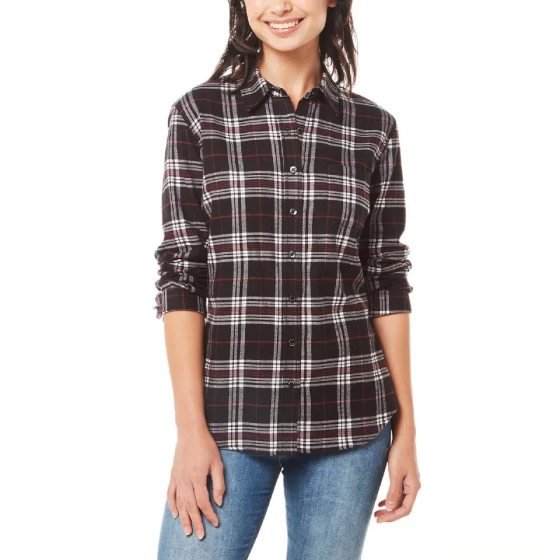 Weatherproof Vintage Women's Stretch Plaid Flannel Button Front Shirt