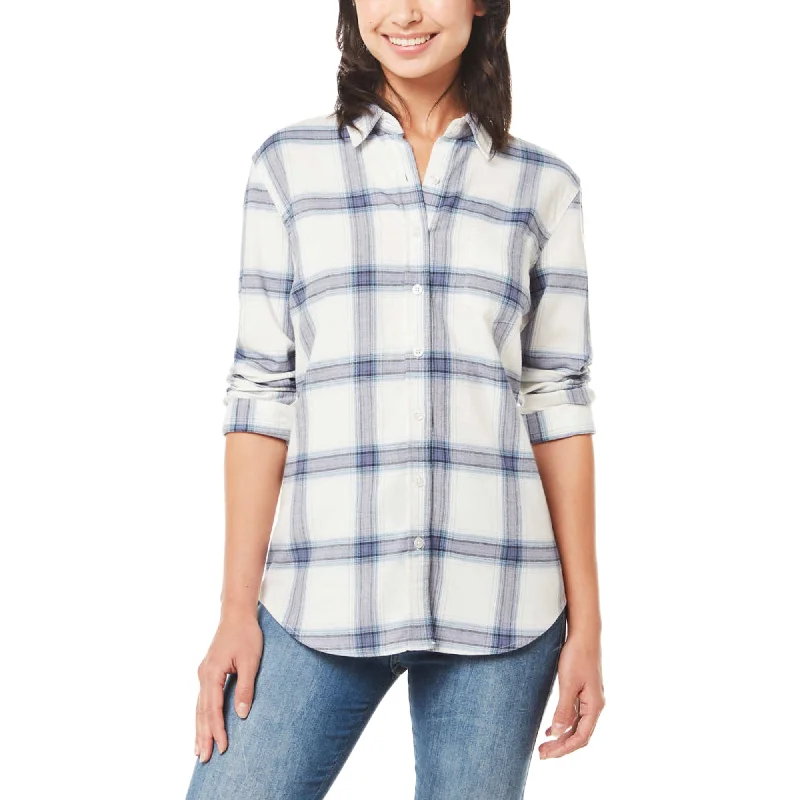 Weatherproof Vintage Women's Stretch Plaid Flannel Button Front Shirt