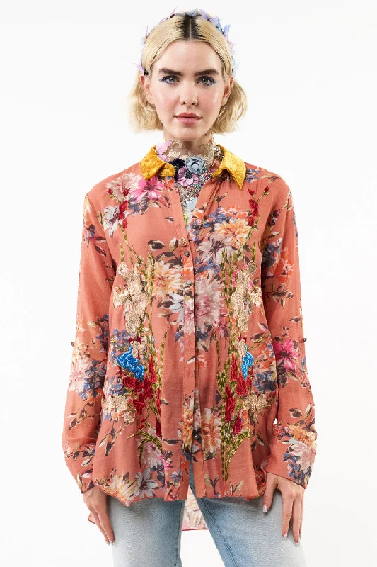 Gardenia Embroidered Shirt By Aratta