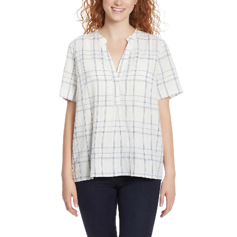 Gloria Vanderbilt Women's Lightweight Cotton Seersucker Popover Plaid Shirt