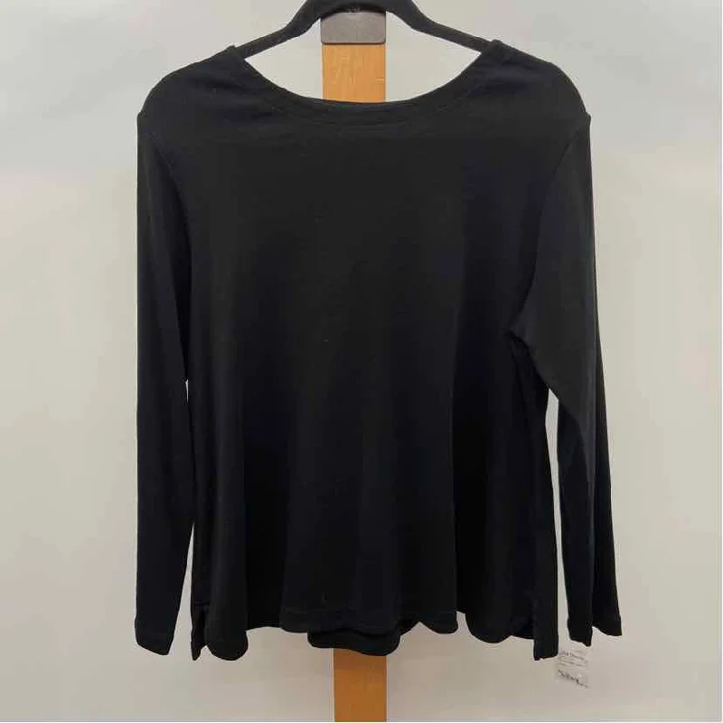 JJill Women's Size XL Black Solid Long Sleeve Shirt