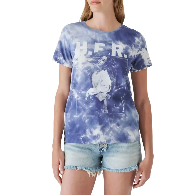 Lucky Brand Women's H.E.R. Blue Classic Crewneck Graphic Print T-Shirt