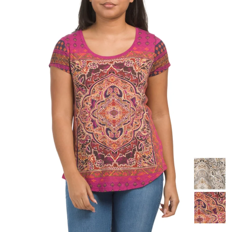 Lucky Brand Women's Persian Carpet Print Tee Cotton Blend T-Shirt