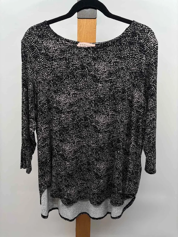 Philosophy Women's Size 1X Black Print Long Sleeve Shirt