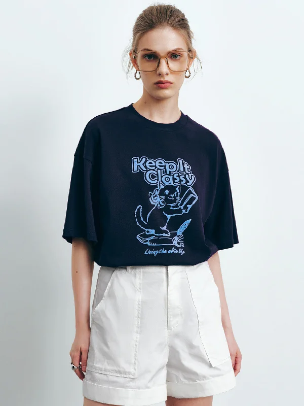 Printed Crew Neck Loose T-Shirt