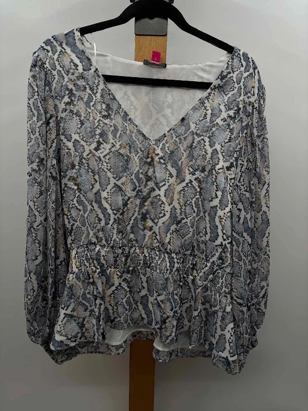 Vince Camuto Women's Size XL Blue Snakeskin Long Sleeve Shirt