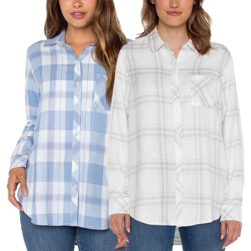 Well Worn Women's' Long Sleeve Classic Plaid Button-Up Shirt